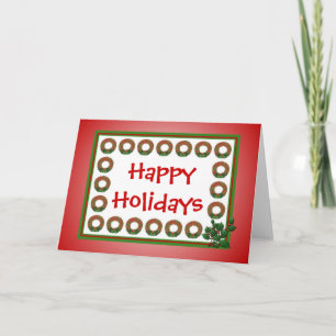 Carte Holiday Holly Wreaths
