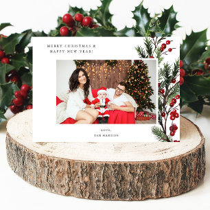 Carte Holly Berry H Photo Holiday ou Noël