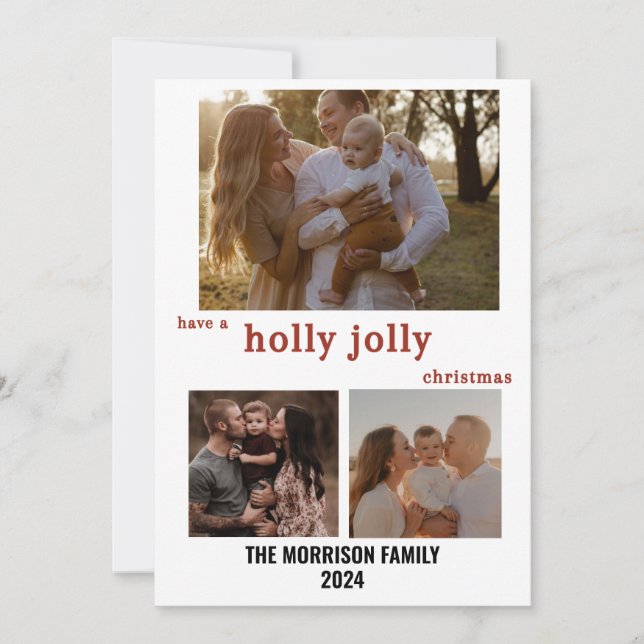 Carte Holly Jolly Christmas Chic Gold Confetti (Devant)