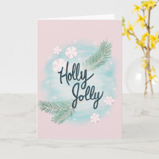 Carte Holly Jolly - Pastel - Noël - Salutation -