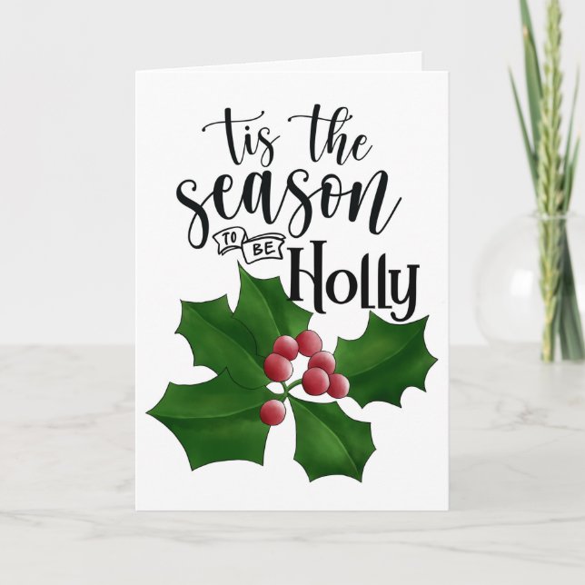 Carte Holly Jolly Watercolor Christmas Card (Devant)