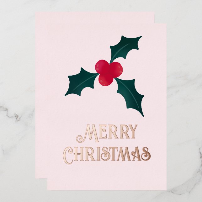 Carte Holly Joyer Noël Foil (Recto/Verso)