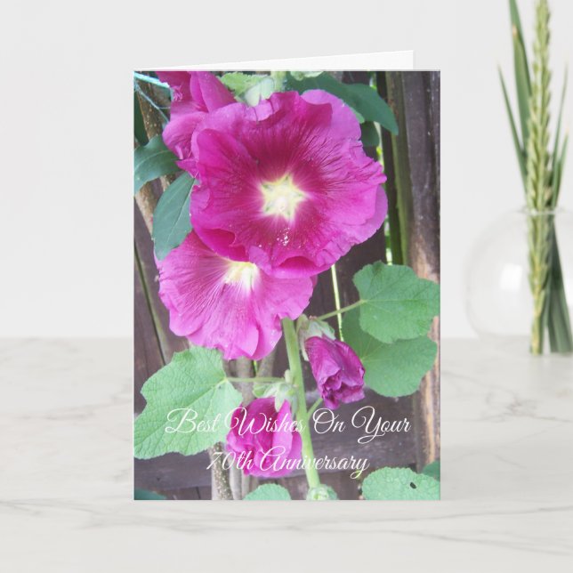 Carte Hollyhocks - 70e anniversaire de Mariage personnal (Devant)
