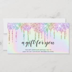 Carte Hologramme cadeau certificat licorne gouttes de pa