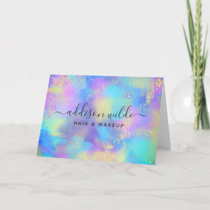 Carte Holographique Étincelle Opale Iridescent Merci