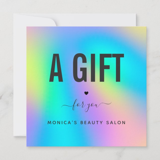 Carte Holographique Unicorn Rainbow Heart moderne Salon  (Devant)