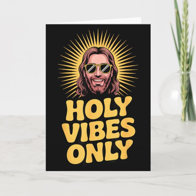 Carte Holy Vibes Only Funny Jesus Religious Christian Fa (Devant)