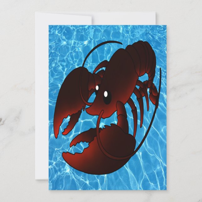 Carte Homard rouge caricature mignon (Devant)
