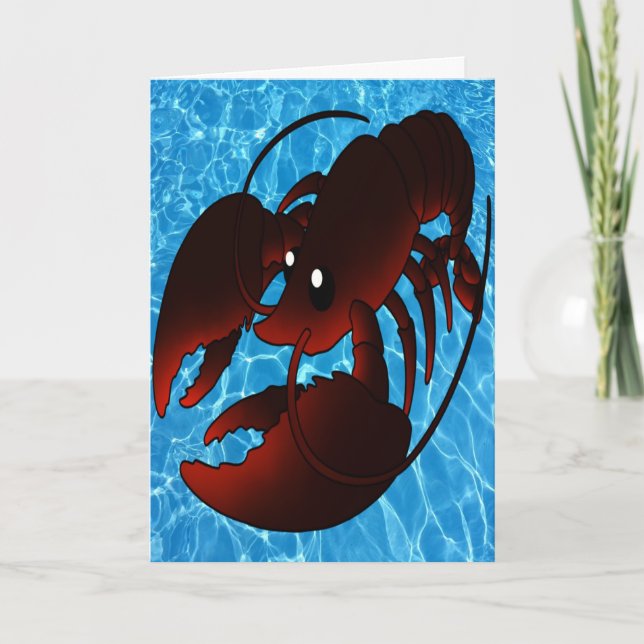 Carte Homard rouge caricature mignon (Devant)