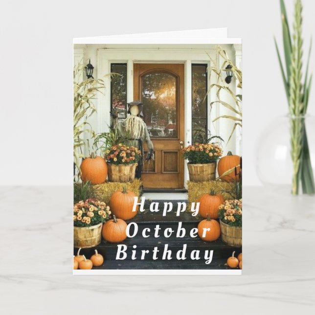 CARTE HOMESPUN ACCUEILLIR *HEUREUSE OCTOBRE ANNIVERSAIRE (Devant)