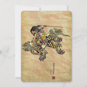 Carte Hommage à Hokusai - Shoki équitation Shishi Lion