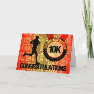 Carte Homme 10K Coureur Félicitations Couleurs vives