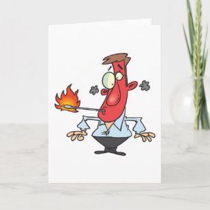 Carte Homme au visage rouge amusant avec fièvre au therm