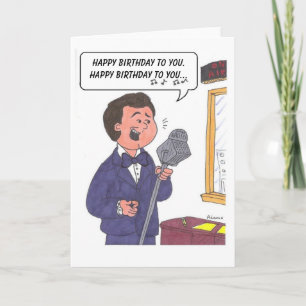 Carte homme chantant Joyeux Anniversaire, Joyeux Anniver