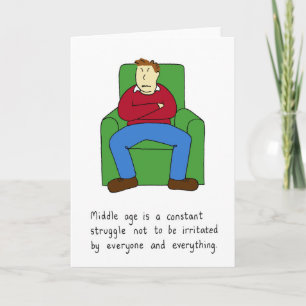 Carte Homme d'âge moyen mauvaise humeur, humour.