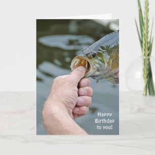 Carte homme d'anniversaire tenant la basse à grande bouc