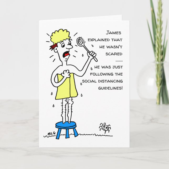 Carte Homme de dessin animé de distanciation sociale (Devant)