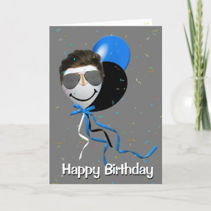 Carte Homme de fête d'anniversaire sur ballon