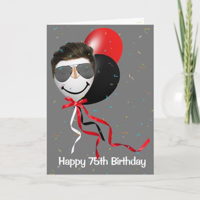 Carte Homme de la fête du 75e anniversaire sur ballon (Devant)