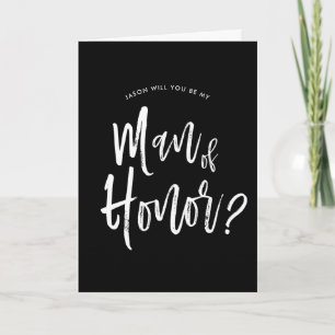 Carte Homme d'honneur Style de script Mariage noir per