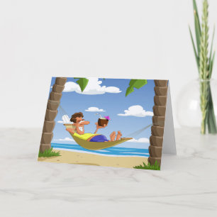 Carte Homme drôle se relaxant dans un hamac de plage