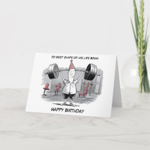 Carte homme fort maigre avec anniversaire casquette
