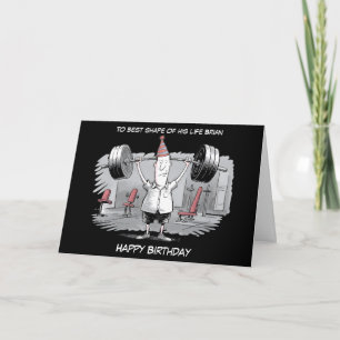 Carte homme fort maigre avec anniversaire casquette