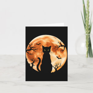 Carte Homme Halloween Chat Lune Chat Noir Chauve-souris