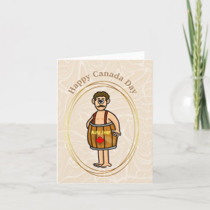 Carte Homme portant le sirop d'érable Baril de canne Car