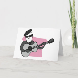 Carte Homme portant un béret jouant de la guitare acoust