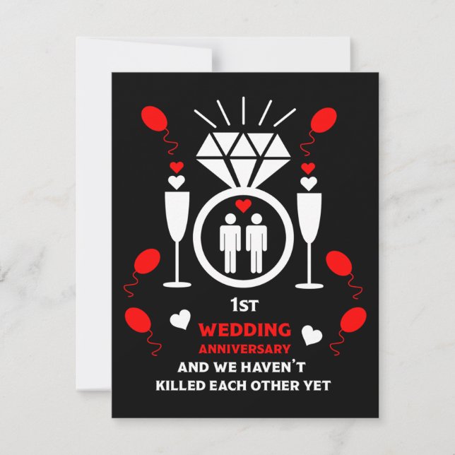 Carte Hommes gays 1er anniversaire de Mariage (Devant)