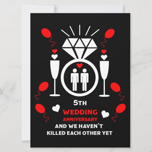 Carte Hommes homosexuels 5e anniversaire de Mariage (Devant)