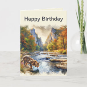 Carte Hommes Joyeux Anniversaire Bobcat Nature Greeting 