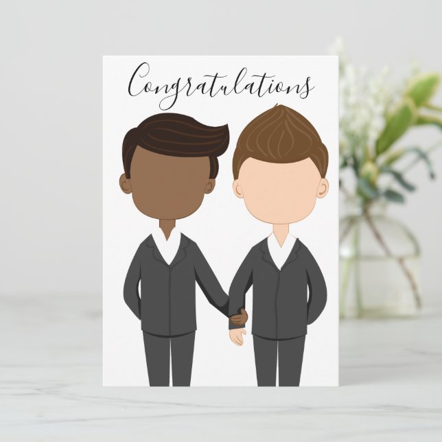 Carte Hommes Mariages homosexuels Interraciaux Félicitat (Debout devant)