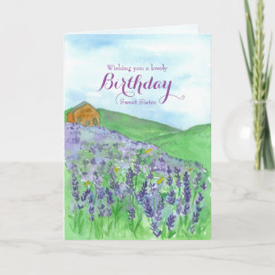 Carte Honey Bees Lavender Field Joyeuse Anniversaire Soe