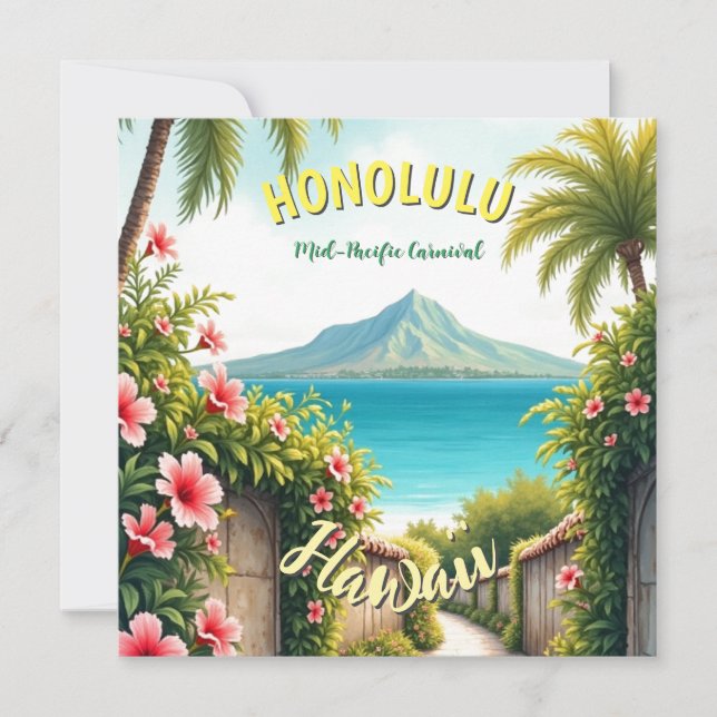 Carte Honolulu Voyage Hawaïen de style vintage (Devant)