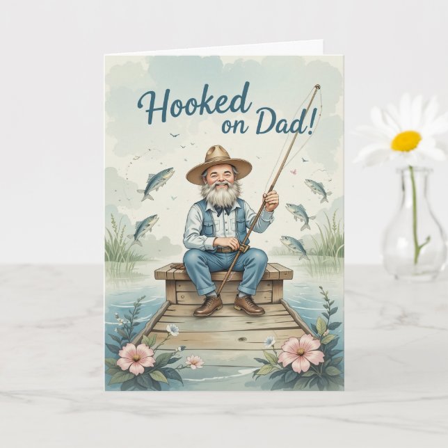 Carte Hook sur papa Fête des pères de pêche drôle (Petite plante)