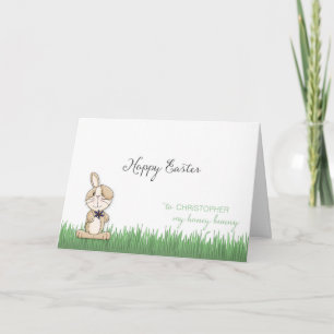 Carte Hoppy Paster Honey Bunny nom personnalisé