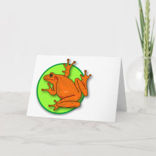 Carte horizontale blanche de grenouille orange