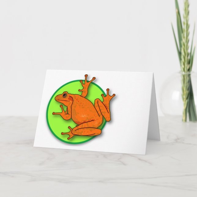 Carte horizontale blanche de grenouille orange (Devant)