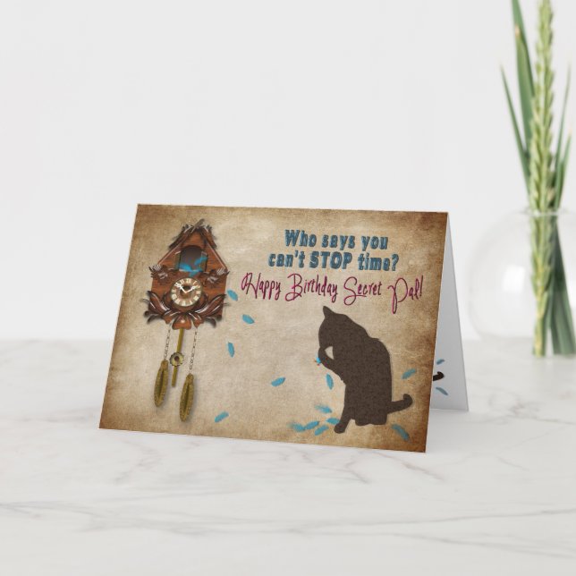 Carte Horloge Cuckoo Anniversaire - Secret Pal (Devant)