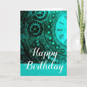 Carte Horloge et engrenages Steampunk Anniversaire
