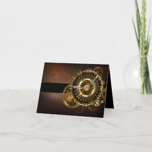 Carte Horloge Steampunk avec des engrenages anciens