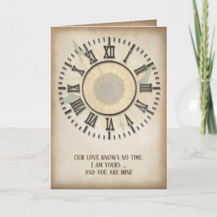 Carte Horloge tournesol Anniversaire