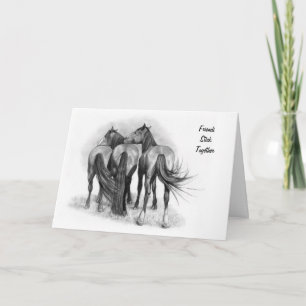Carte Horse Friendship : Original Pencil Drawing : Reali