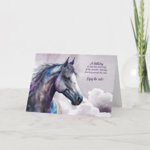 Carte Horse Lover Purple Watercolor Journey Birthday