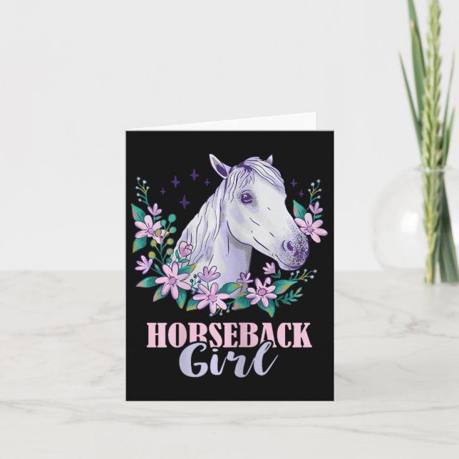 Carte Horseback Girl Horseback équitation Cheval Lover E (Devant)