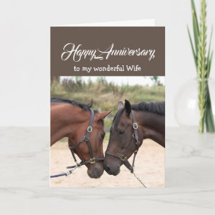 Carte HORSES de l'anniversaire de la femme du coeu