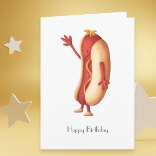 Carte Hot Dog avec moutarde Joyeux anniversaire Personna