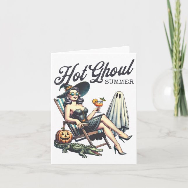 Carte Hot Ghoul été Éffrayant Boo Beach Halloween été (Devant)